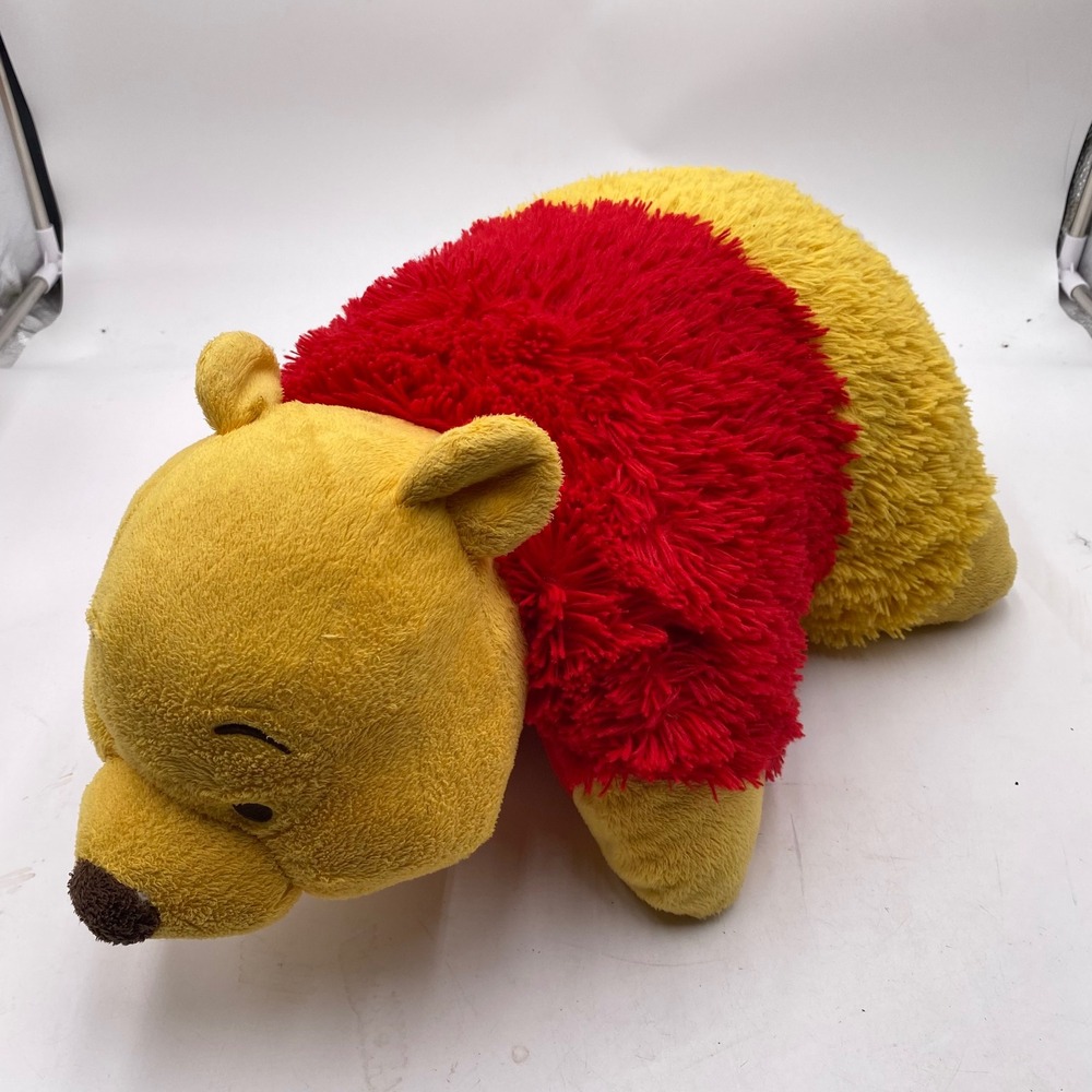 Disney Pillow Pets Winnie the Pooh Plush Pillow Large Yellow Red Shaggy Toy